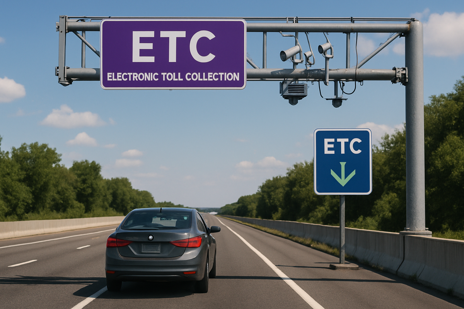 Electronic toll collection system in use